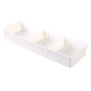 Organizador de cajones de plástico blanco ajustable con 3 compartimentos para escritorio