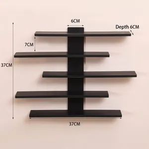 Modern black wall-mounted display shelf for collectible figurines and blind boxes