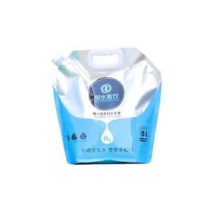 Portable food-grade blue plastic water storage bag with handle for outdoor camping and hiking