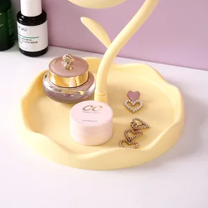 Miroir de maquillage de bureau design tournesol avec plateau de rangement intégré