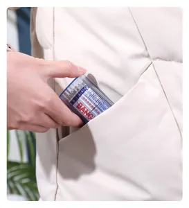Portable mini plastic storage box shown being placed in a pocket for travel size reference