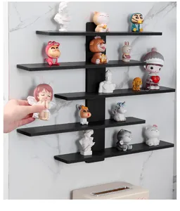 Wall-mounted multi-tier display shelf for blind box figurines and collectibles