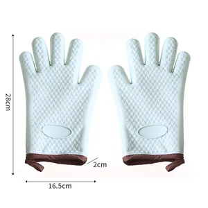 Gants de four en silicone bleu clair résistants à la chaleur avec dimensions