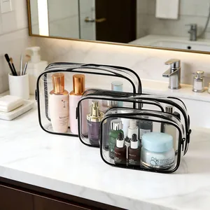 Wasserdichte Transparente PVC Reistoilettentasche Große Kapazität Kosmetik Make-up Organizer Mit Reißverschluss Für Damen Tragbare Aufbewahrung Waschtasche