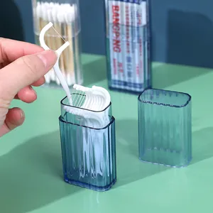 Portable Mini Plastic Storage Box Striped Cotton Swab Case Dental Floss Jewelry Organizer Travel Sundries Container