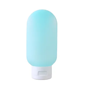 Flacon de voyage en silicone bleu portable pour shampooing et lotion de toilette