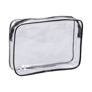 Große transparente wasserdichte PVC-Kultur- und Kosmetik-Reisetasche mit Reißverschluss