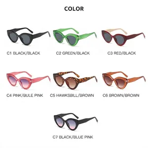 Stylish women's cat-eye sunglasses in various jelly colors and gradient lenses