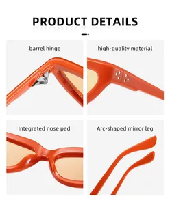 Vues détaillées des lunettes de soleil orange œil de chat avec plaquettes de nez