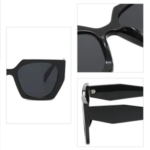 Luxury geometric black sunglasses with UV protection for men and women detailed views