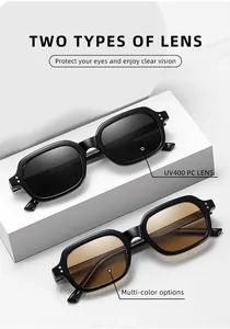 Detail view of small frame sunglasses with UV400 black and amber lenses