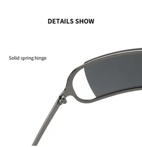 Vue détaillée de la charnière à ressort solide des lunettes de soleil Y2K métal