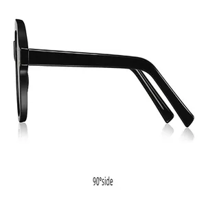 Side profile view of premium black acetate sunglasses featuring a chic small frame design