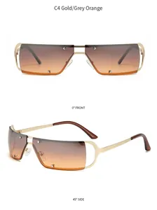 Vues de face et de côté de lunettes de soleil Y2K sans monture à verres dégradés