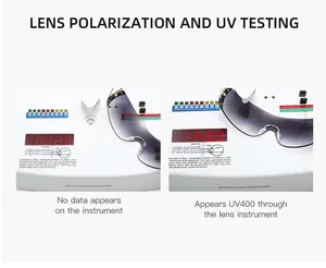 Démonstration du test de protection UV400 pour lunettes de sport Y2K sans monture.