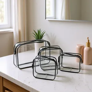Tragbare Wasserdichte PVC Kulturbeutel Reise Waschtasche Transparent Kosmetiktasche Reißverschluss Make-up Aufbewahrungstasche für Damen