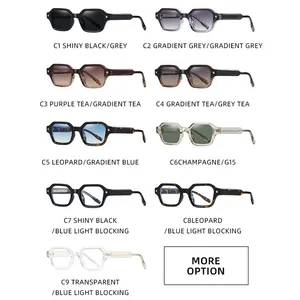 Polygonale zonnebrillencollectie met klein montuur, meerdere kleuren en UV-beschermingsframes