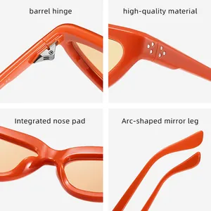 Lunettes de soleil œil de chat orange rétro pour femmes avec protection UV et charnière