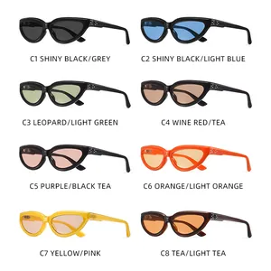 Lunettes de soleil œil-de-chat rétro pour femmes en huit combinaisons de couleurs