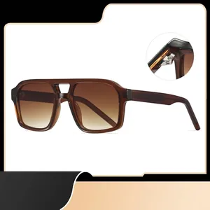 Occhiali da Sole Quadrati Retro Europei per Donna Uomo Doppio Ponte UV400 Montatura in PC Moda Versatile Viaggio Protezione Solare Esterna