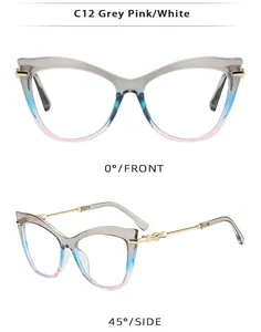 Vues détaillées de face et de profil de lunettes papillon avec monture dégradée