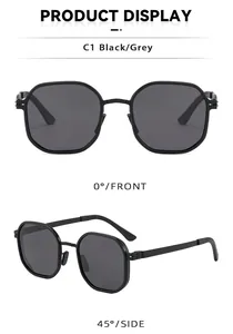 Detail view showing front and side angles of black vintage polarized sunglasses for men.