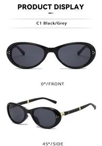 Professional product display showing front and 45-degree side views of black foldable sunglasses