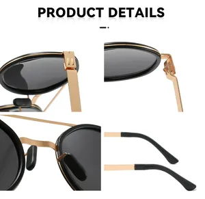 Gros plans détaillés de lunettes de soleil polarisées pour hommes montrant les charnières.