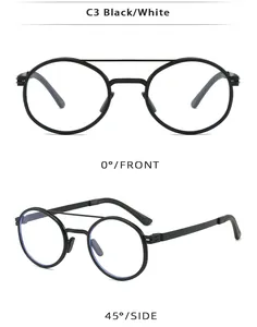 Lunettes de soleil polarisées rondes à monture noire, vues de face et de profil