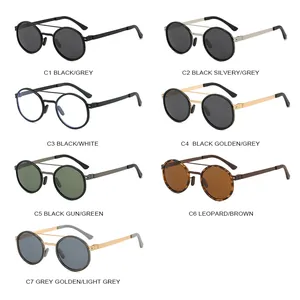 Collection de lunettes de soleil rondes polarisées rétro pour hommes en sept couleurs stylées