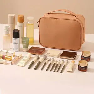 Large Capacity Oxford Cloth Makeup Bag Portable Travel Toiletry Case Organizer Waterproof Dual Layer Cosmetic Bag For Women