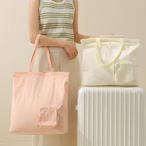 Große Kapazität Faltbare Reisetasche Wasserabweisend Taslan Tote Gepäck Umhängetasche Tragbare Aufbewahrungstasche Für Damen Wochenende