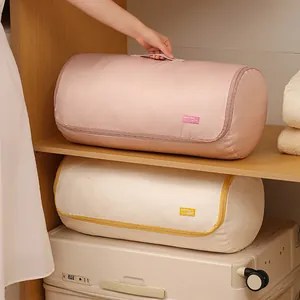 Large capacity cylindrical quilt storage bag for clothes organizer and moving packing