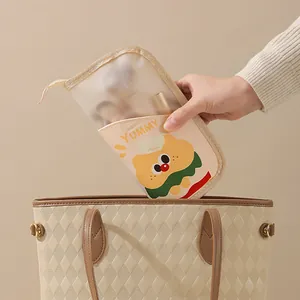 Portable cute cartoon makeup brush travel storage bag with yummy character design