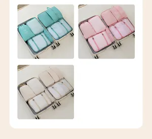 Multicolor travel luggage packing cubes set for organized suitcase storage solutions