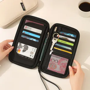 Borsa organizer da viaggio multifunzionale in tessuto Oxford nero per passaporti