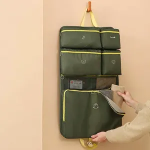 Portable Foldable Hanging Travel Clothes Storage Bag Underwear Socks Organizer Waterproof Twill Fabric Partition Storage Bag