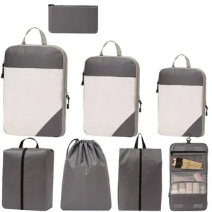 Waterproof Polyester Diamond Lattice Travel Toiletry Bag Large Capacity Hanging Wash Organizer Compression Storage Pouch For Unisex Adults