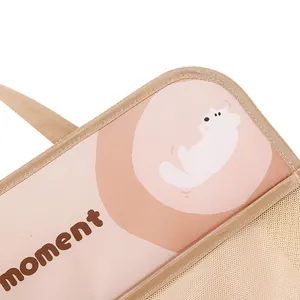 Cartoon pattern hanging storage bag for underwear with bear print and moment text