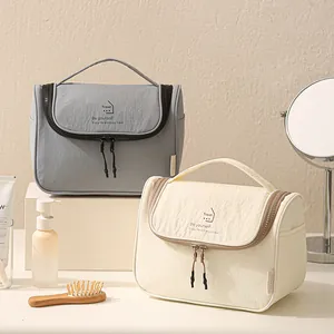Grande trousse de toilette de voyage en nylon avec poignée et crochet de suspension