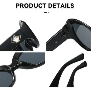 Trendy oversized round black sunglasses with UV protection and temple jewel detail