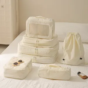 7PCS Travel Storage Bag Set Taslan Polyester Packing Cubes For Suitcase Clothes Underwear Toiletries Luggage Organizer Set