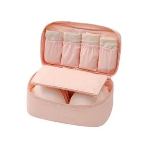 Premium pink travel lingerie and sock organizer bag with large capacity taslan fabric