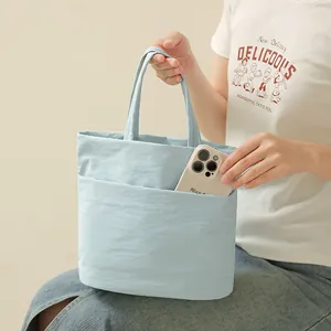 Bolso de viaje Taslon azul claro de gran capacidad con cierre magnético para viaje