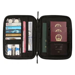 Waterproof Taslan multi-functional passport organizer bag with multiple compartments