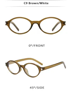 Lunettes de soleil ovales vintage avec décoration en métal carré vues de face et de profil.