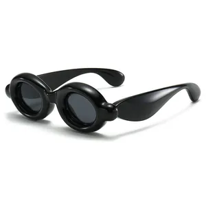 Trendy avant-garde black bubble frame frog-eye sunglasses for outdoor fashion street style