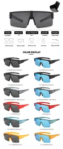 Detailed specification chart and 12 color options for polarized shield cycling sunglasses.