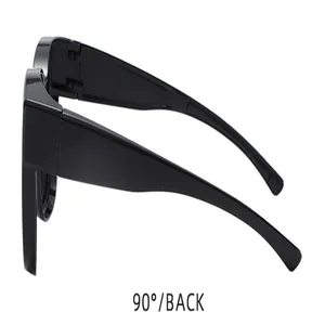 Side and back view of classic black polarized TR sunglasses for driving and sports.