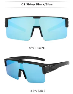 Front and side views of lightweight TR semi-rimless polarized cycling sunglasses